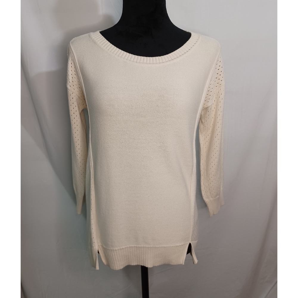 Women's American Eagle Outfitters Cream Open Knit Airy Back 10% Cotton Size Med